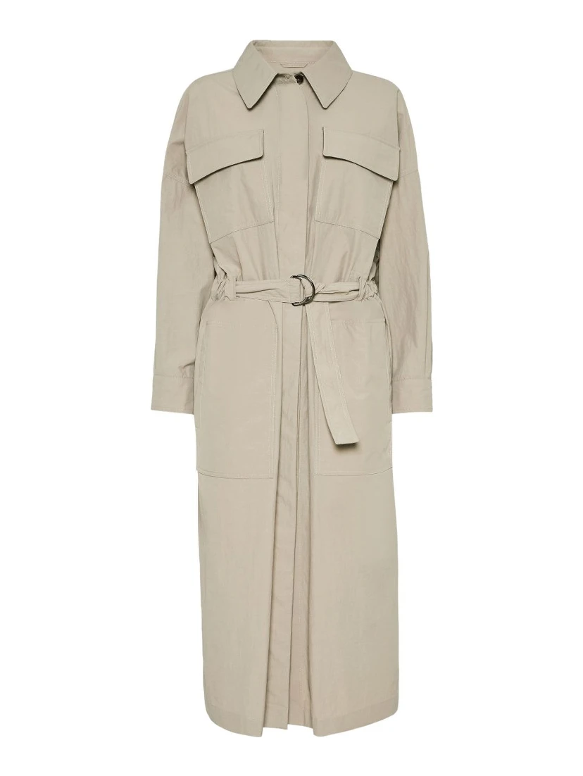 Long Jacket with Belted Waist and Pockets