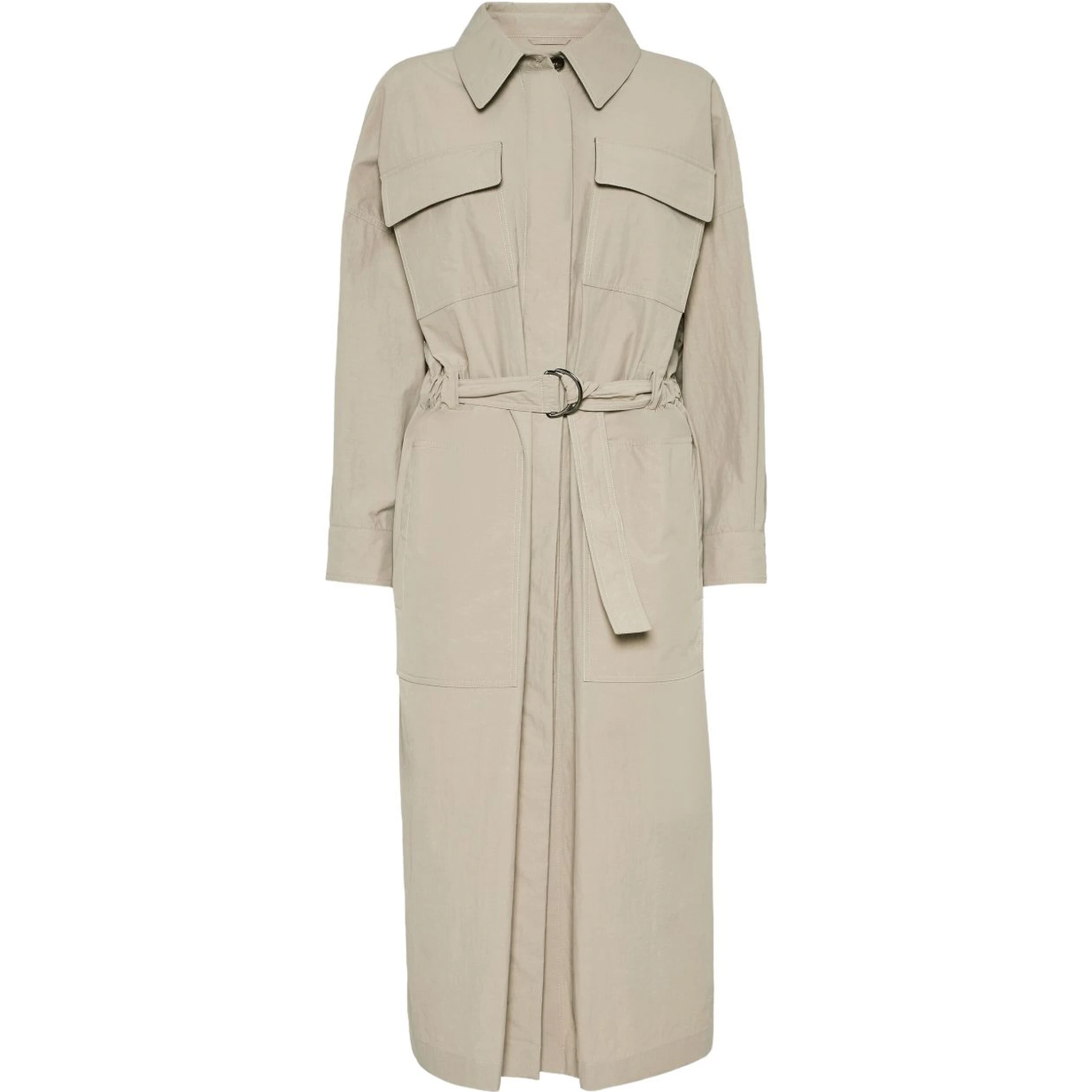 Long Jacket with Belted Waist and Pockets