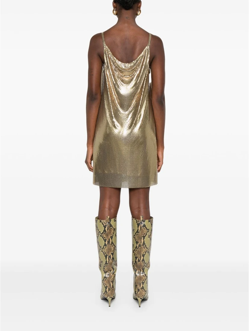 Sequin Embellished Strappy Mini Dress In Gold