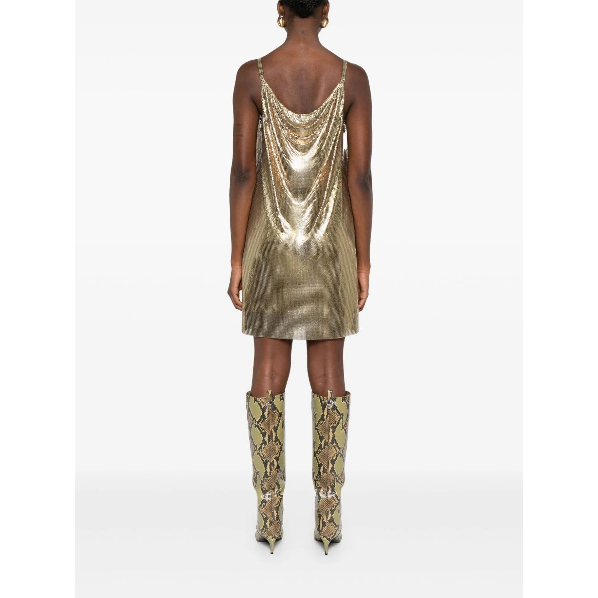 Sequin Embellished Strappy Mini Dress In Gold