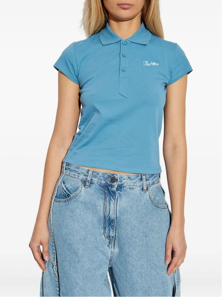 The Attico embroidered cotton polo shirt alternative