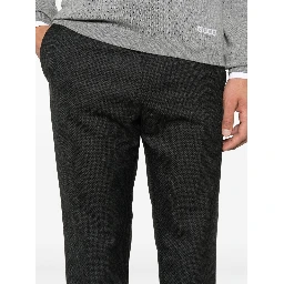 Straight Checked Trousers With Pockets And Loops In Black