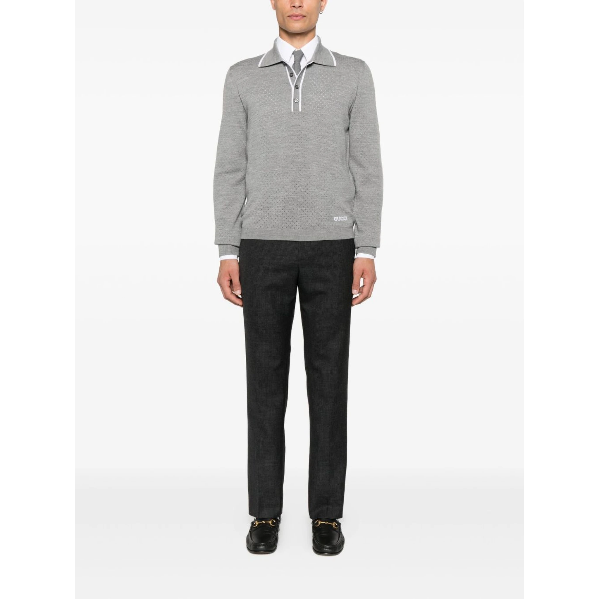 Straight Checked Trousers With Pockets And Loops In Black