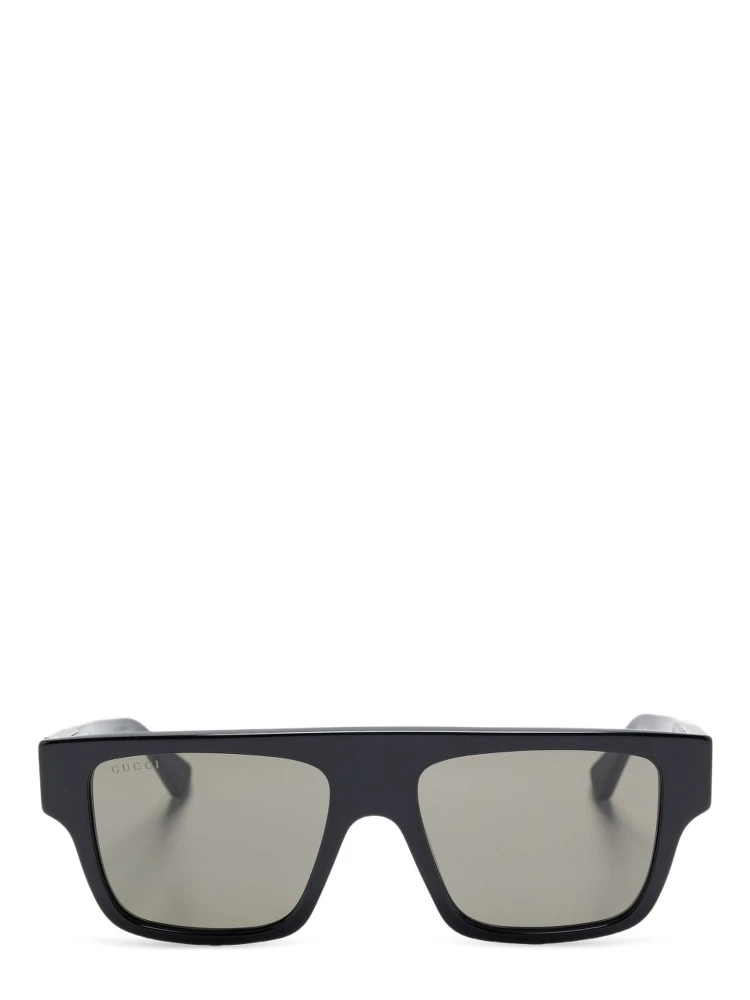 Acetate Frame Dark Lens Rectangular Sunglasses In Black