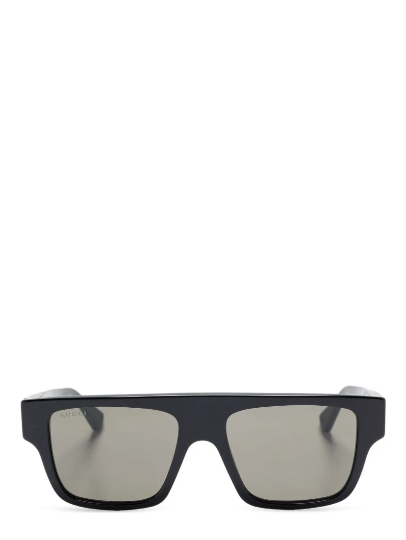 Acetate Frame Dark Lens Rectangular Sunglasses In Black