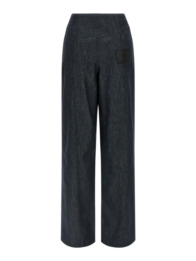 Fendi Women Cotton Wide-leg Trousers In Multi