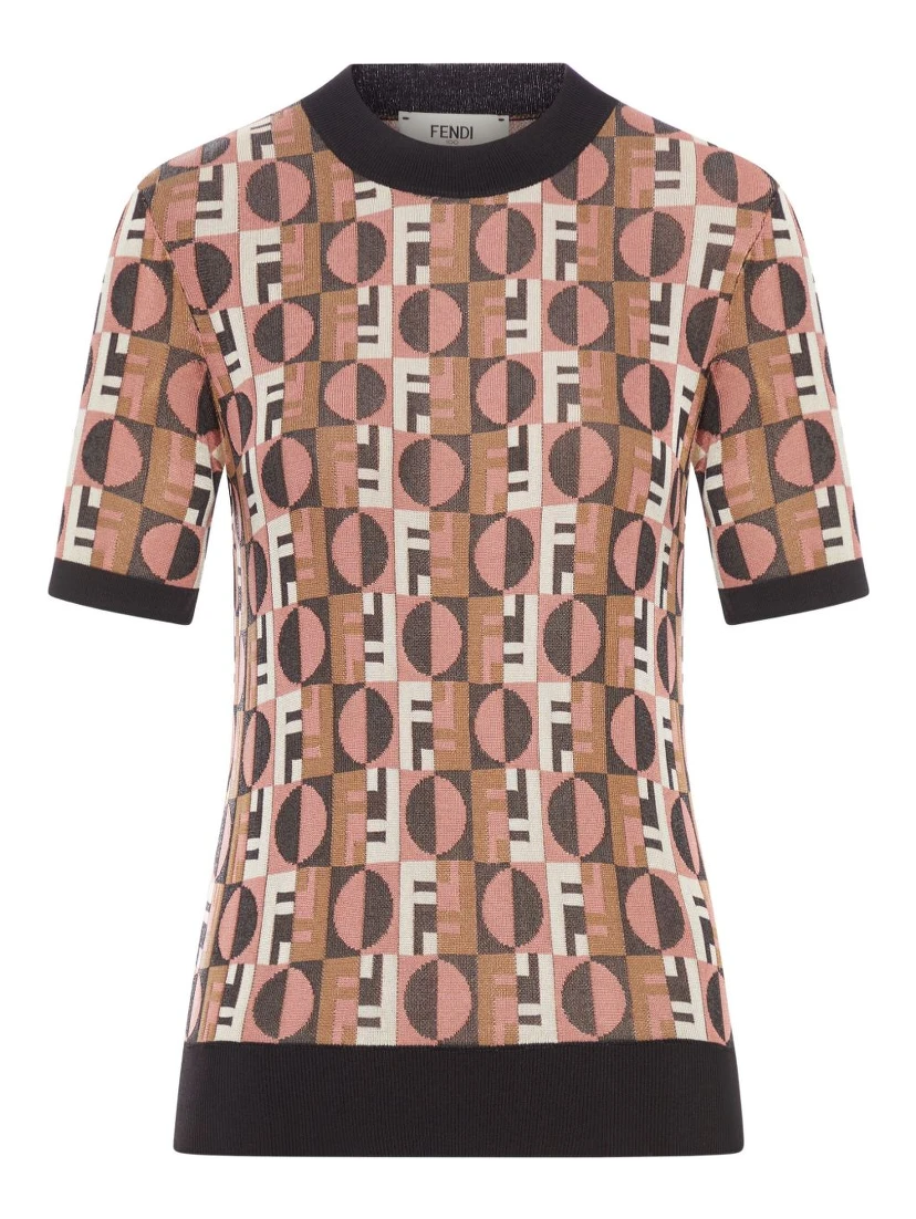 Pink Viscose Jacquard Jumper Women In Multi