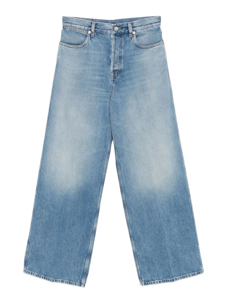 Denim high-rise wide-leg trousers