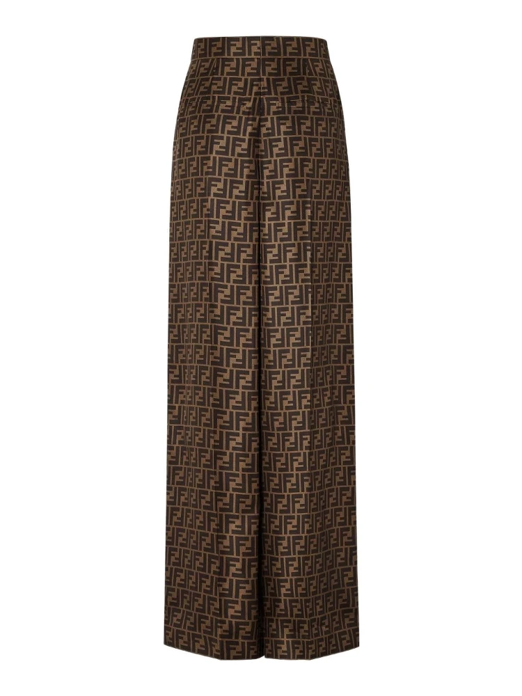 Ff Silk Twill Wide Leg Trousers In Brown alternative