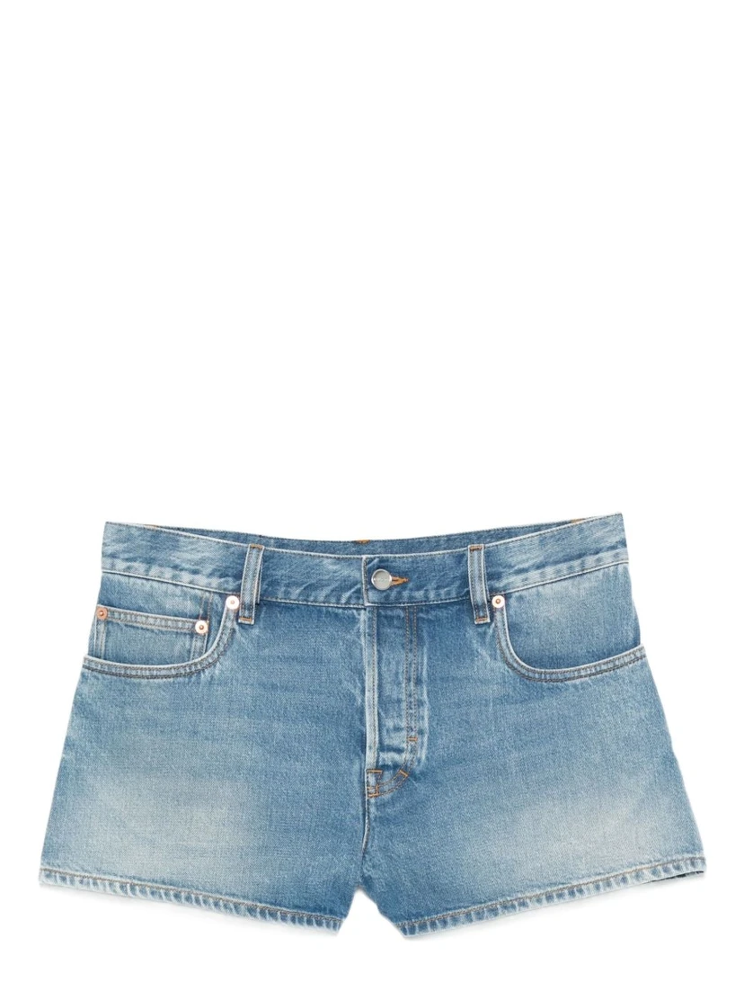 Stonewashed denim shorts