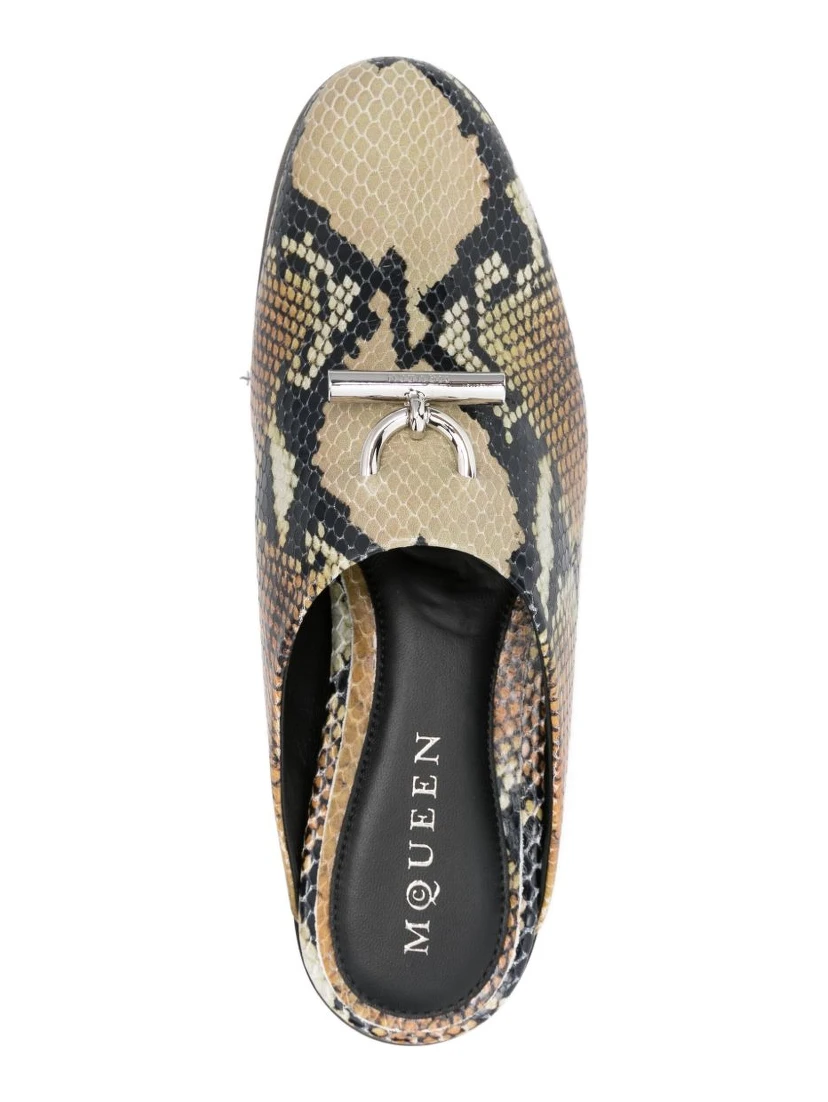 Alexander Mc Queen Leather Slippers In Multi