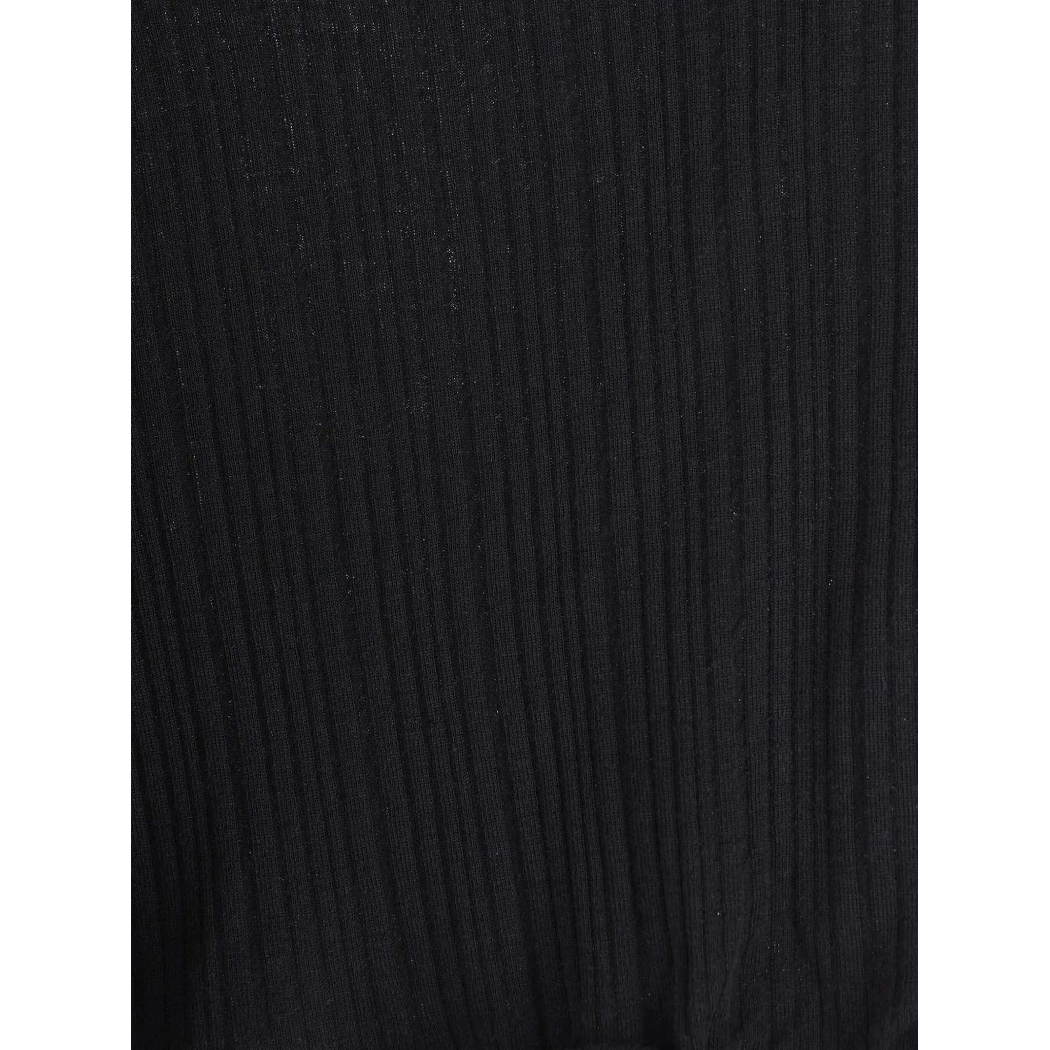 V-neck Ribbed Top With Ruffles Clothing In Black