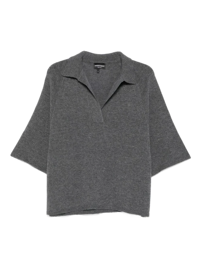 polo-neck short-sleeve top