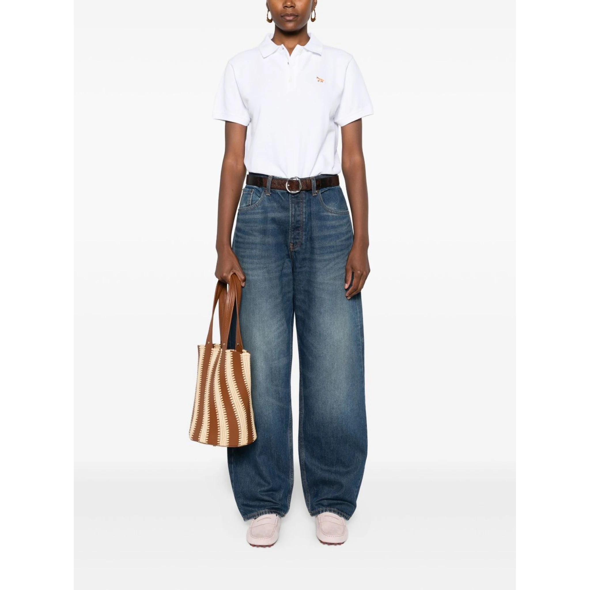 Baby Fox Cotton Polo Shirt In White