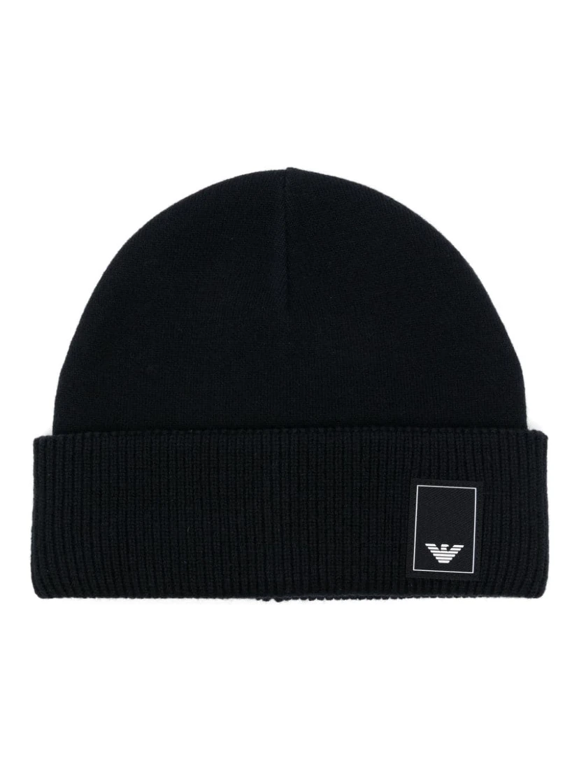 logo-plaque ribbed beanie