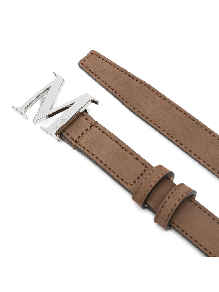 logo-buckle suede belt alternative