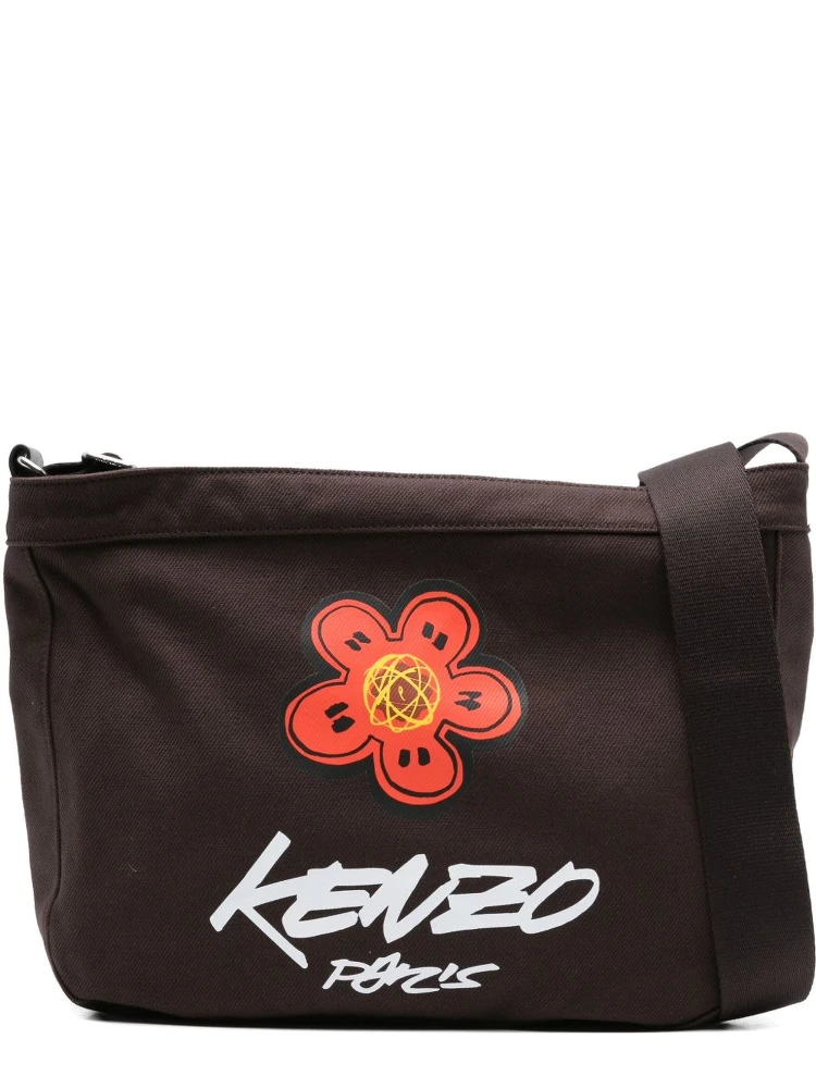 slogan-print shoulder bag