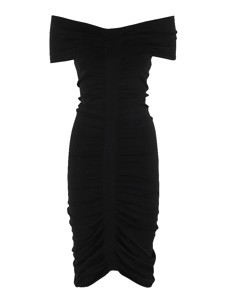 OFF SHOULDER RUCHED DRESS