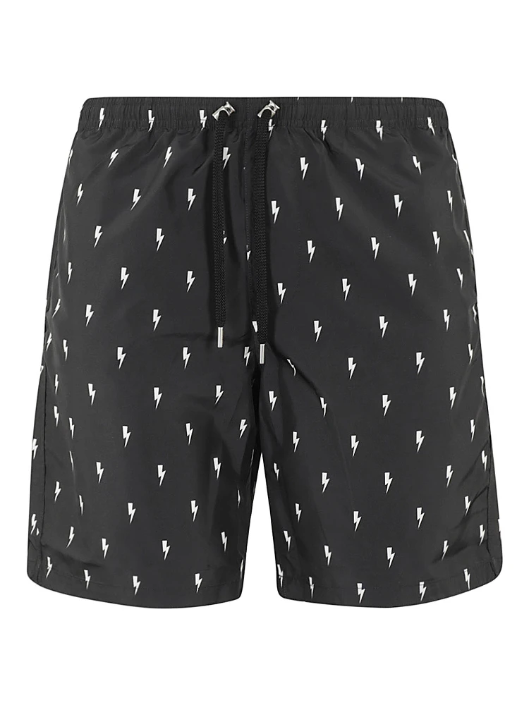 lightning bolt-print swim shorts