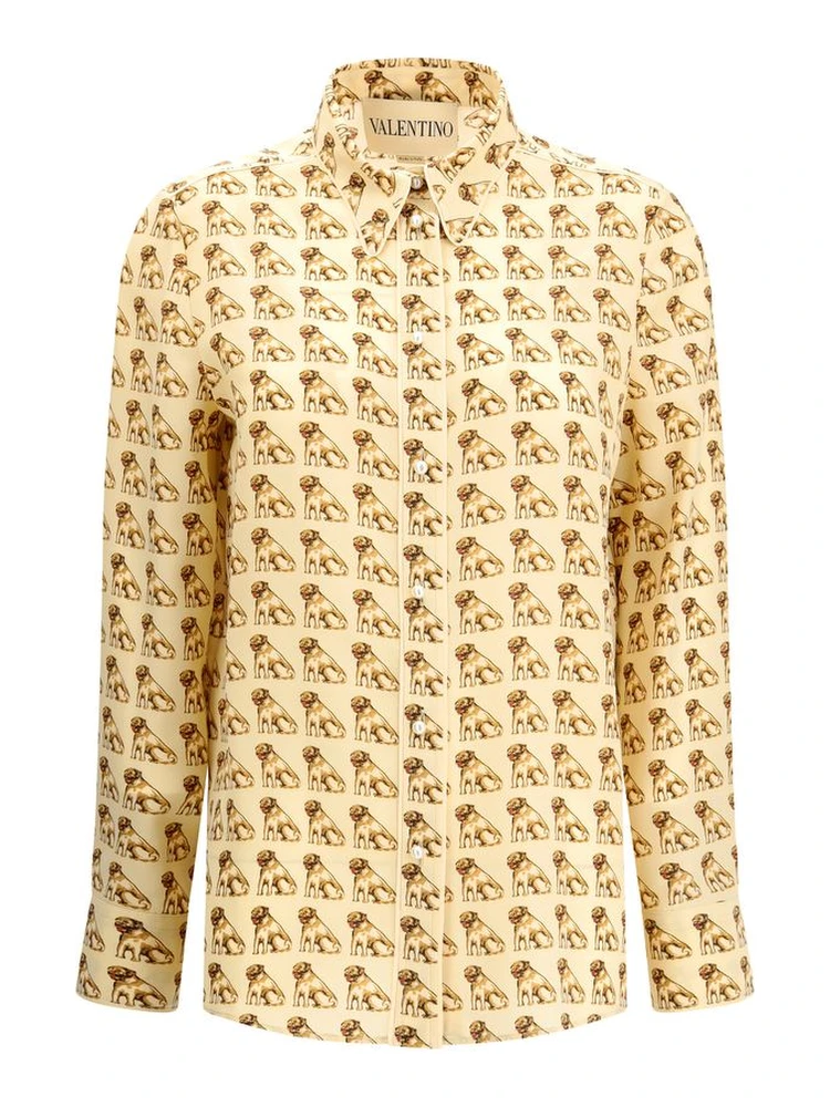 Beige Silk Pattern Shirt