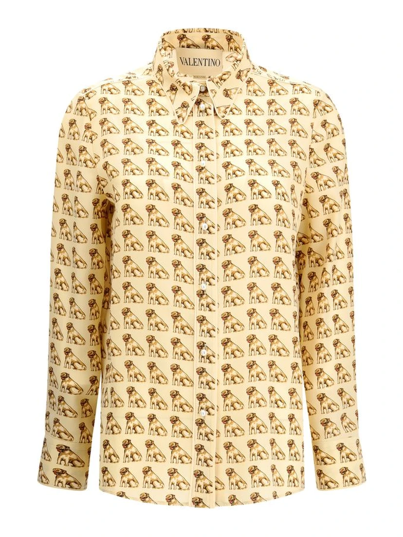 Beige Silk Pattern Shirt
