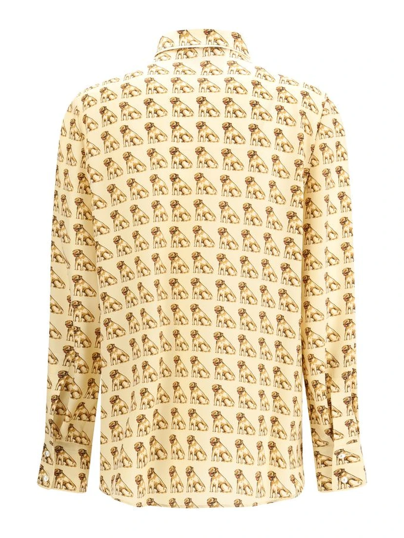 Beige Silk Pattern Shirt
