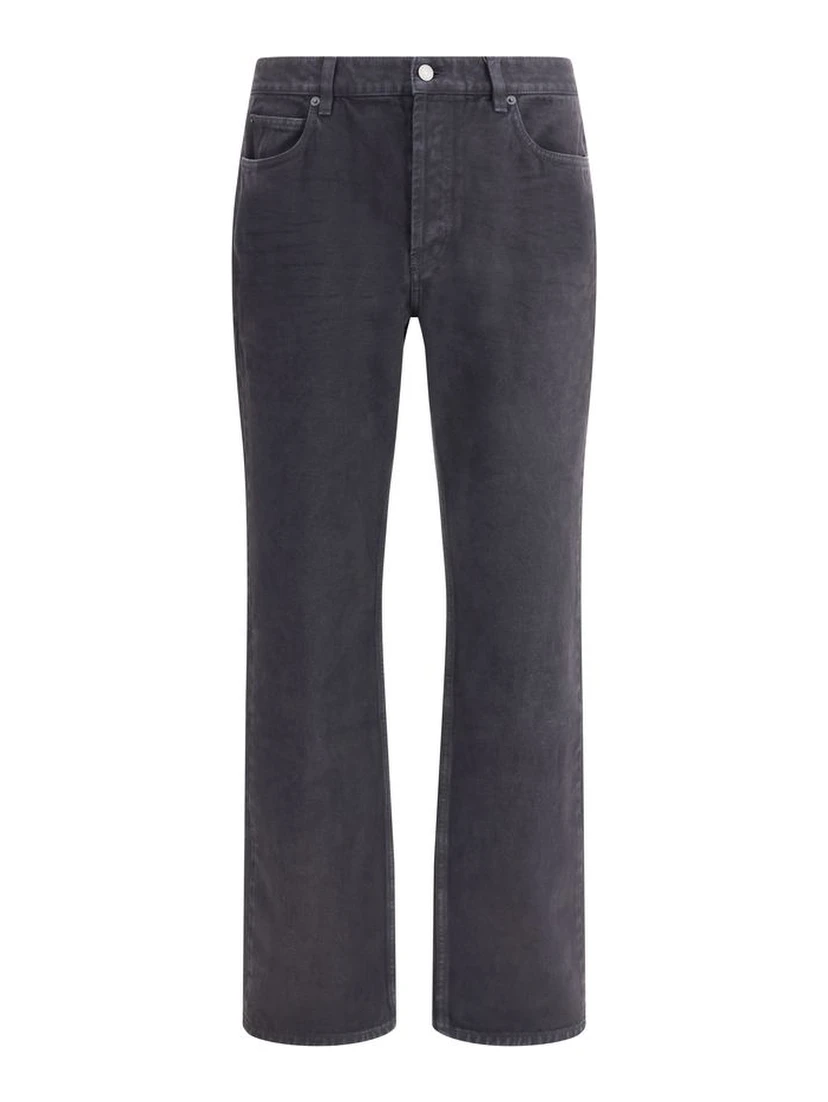 Black Cotton Straight-Leg Jeans