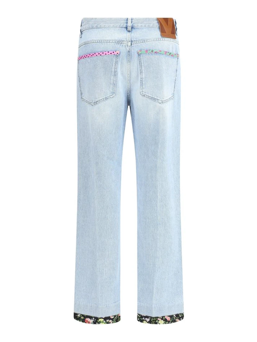 Light Blue Cotton Straight-Leg Jeans