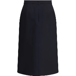Black Fleece Wool Midi Skirt