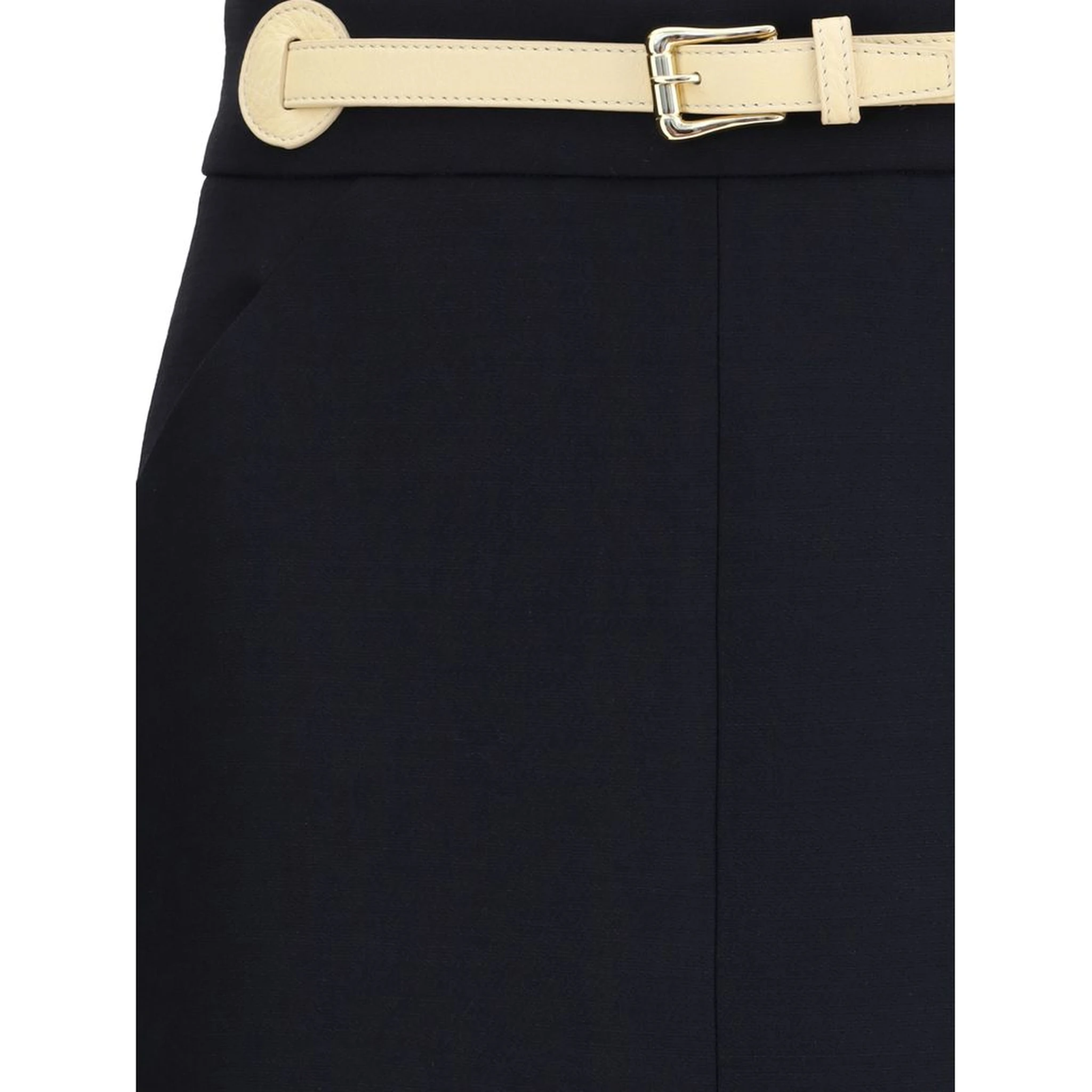 Black Fleece Wool Midi Skirt