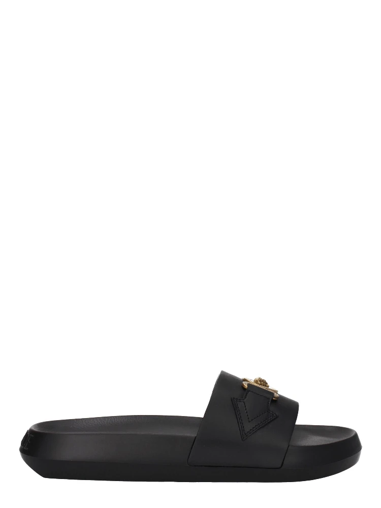 Black Leather Slippers