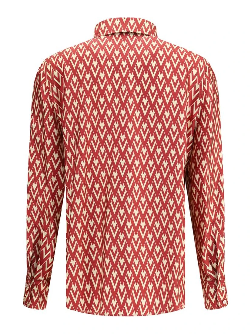 Red Silk Pattern Shirt