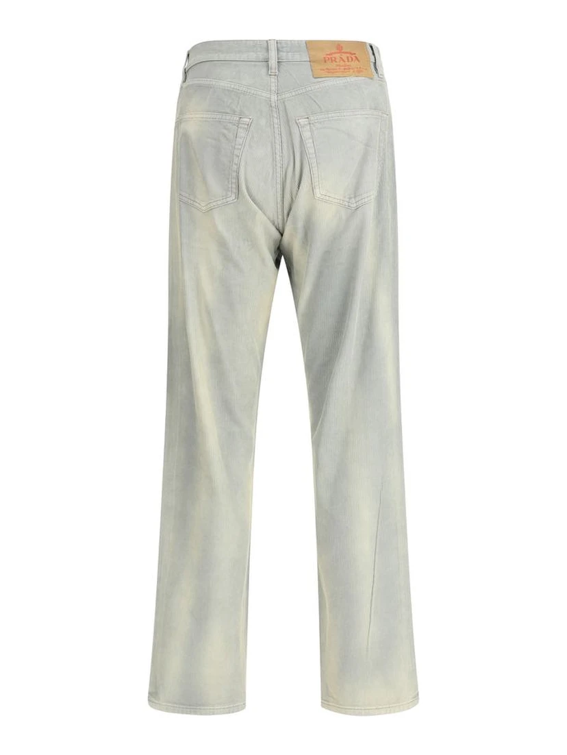 Light Blue Cotton Casual Pants