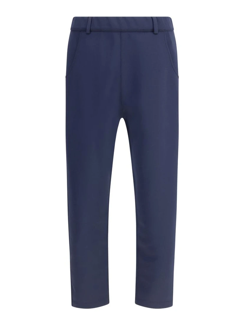 Blue Polyester Casual Pants