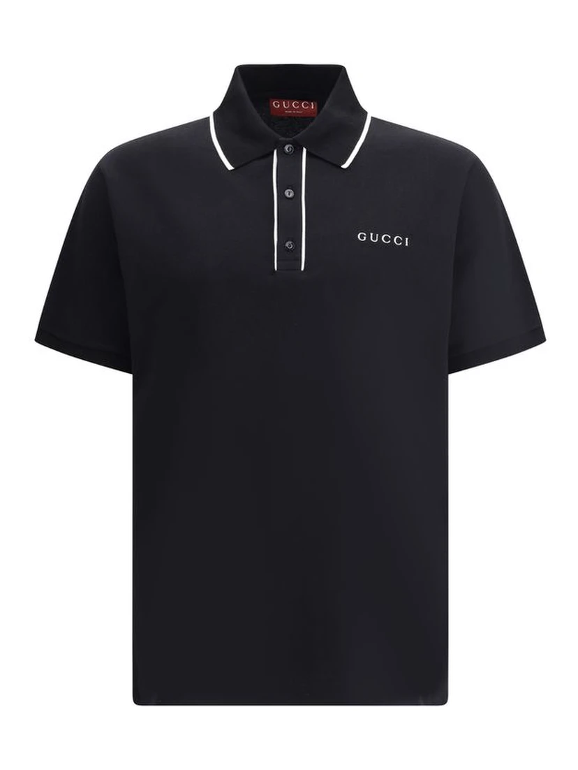 Black Cotton Polo Shirt