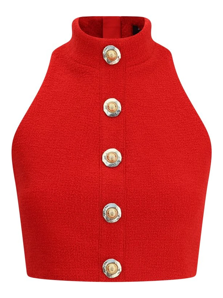 Red Fleece Wool Top