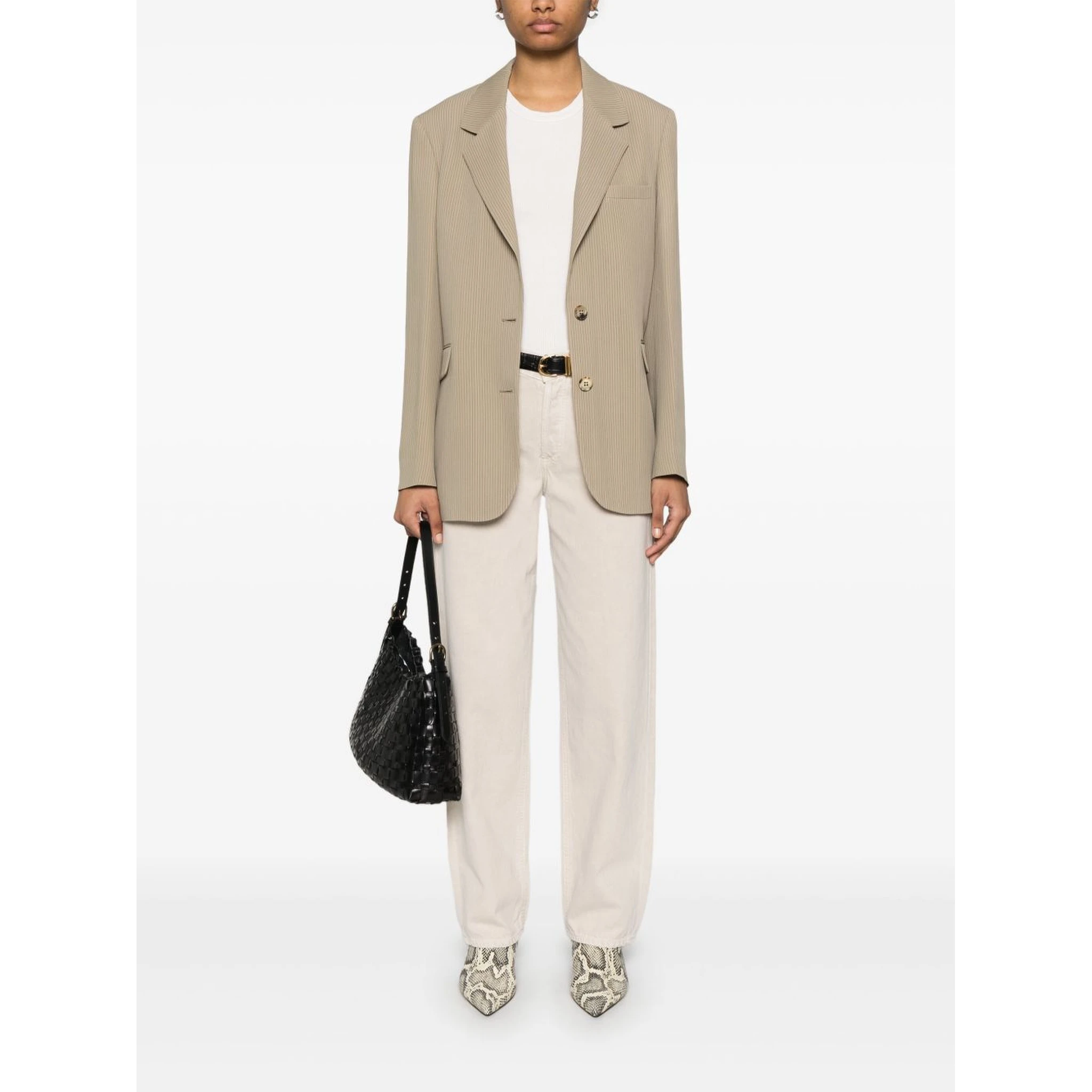 Pinstriped single-breasted blazer