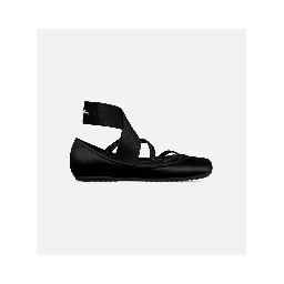 Leather Ballerinas With Elastic Bands In Black