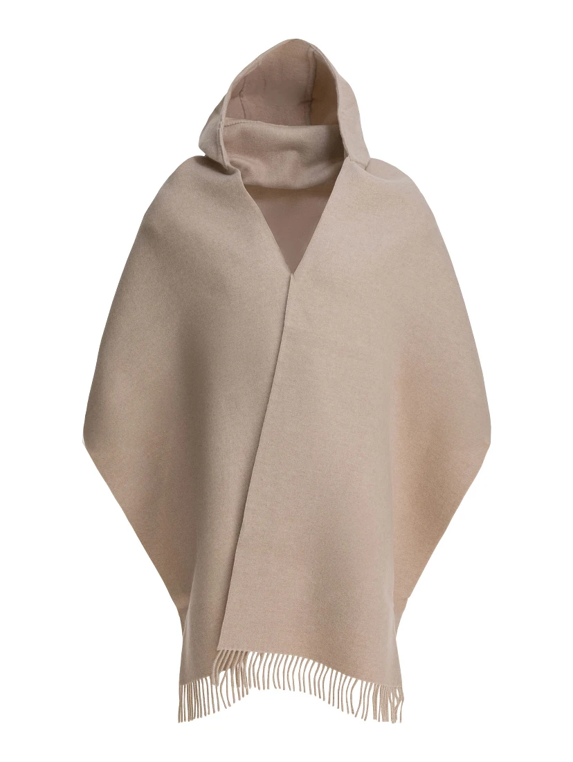 Wool and cashmere hooded scarf