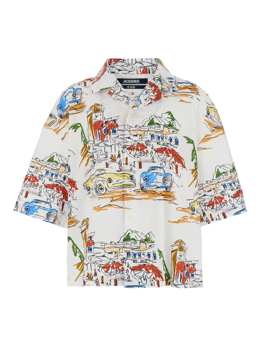 La Chemise Casaco Multicolor Bowling Shirt with Graphic Print in Cotton Man