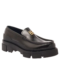 Terra Black Loafers with 4G Logo in Leather Woman