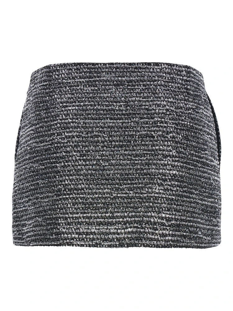 Black Sequin Miniskirt in Wool Woman alternative
