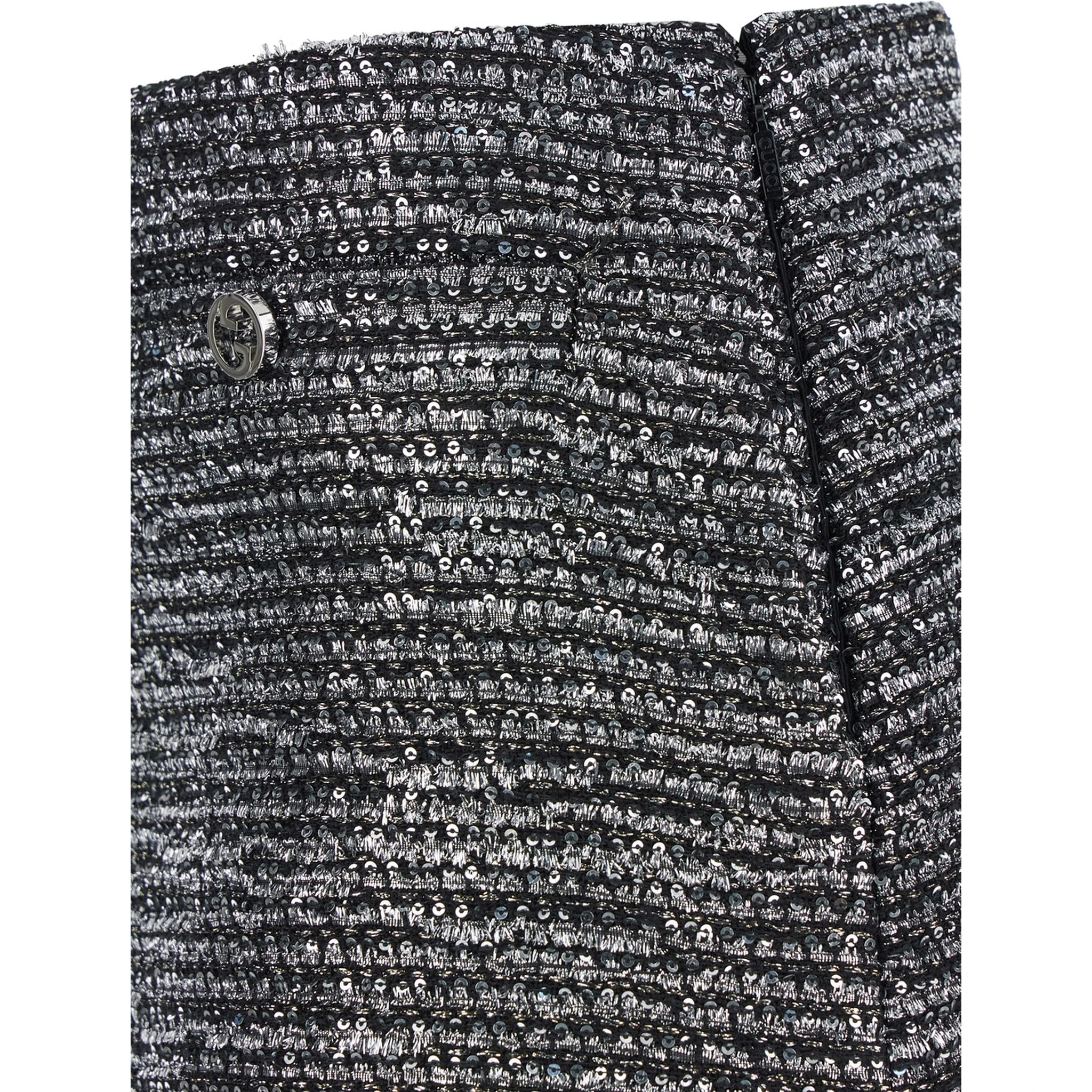 Black Sequin Miniskirt in Wool Woman