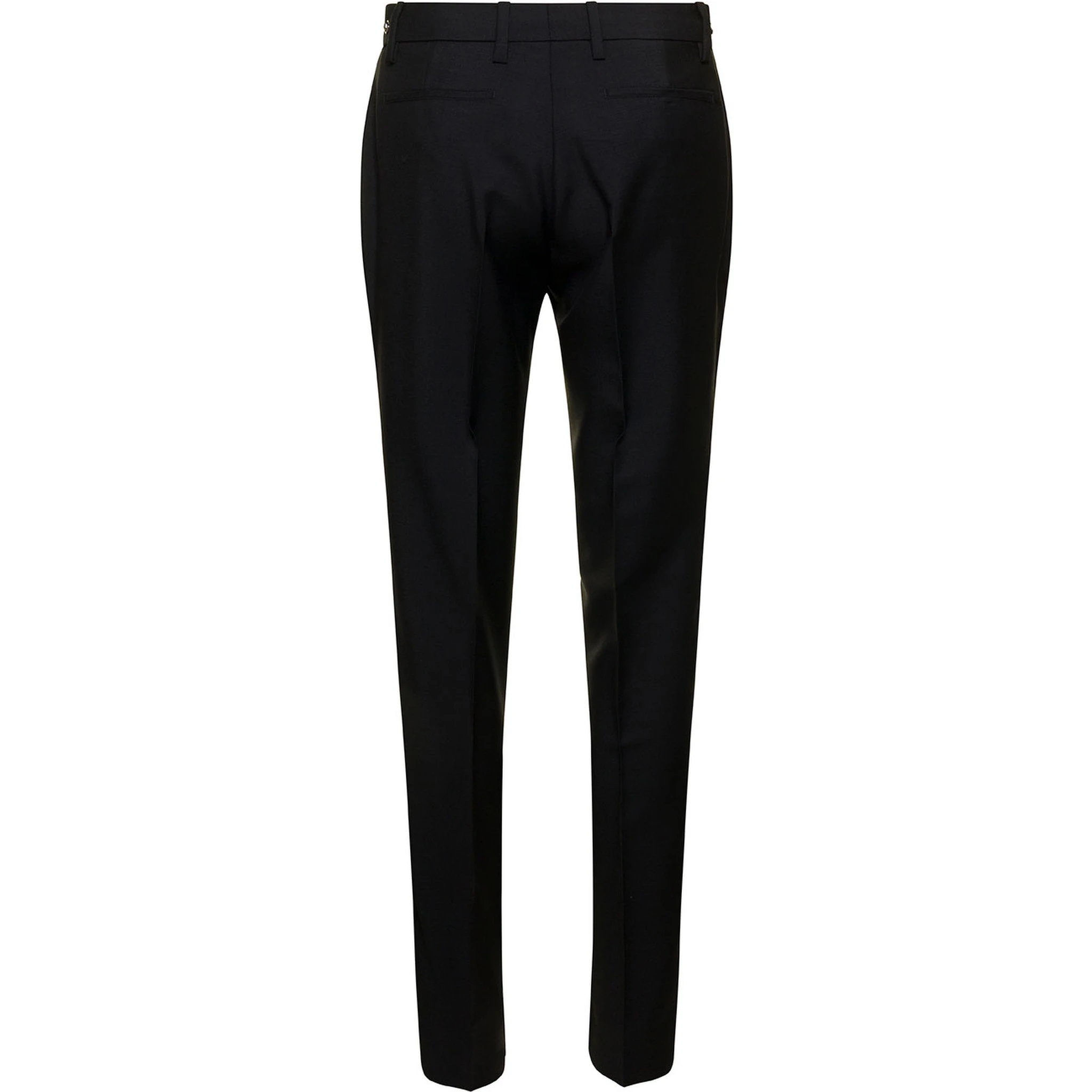 Black Slim Pants with Horsebit Detail in Mohair and Wool Woman