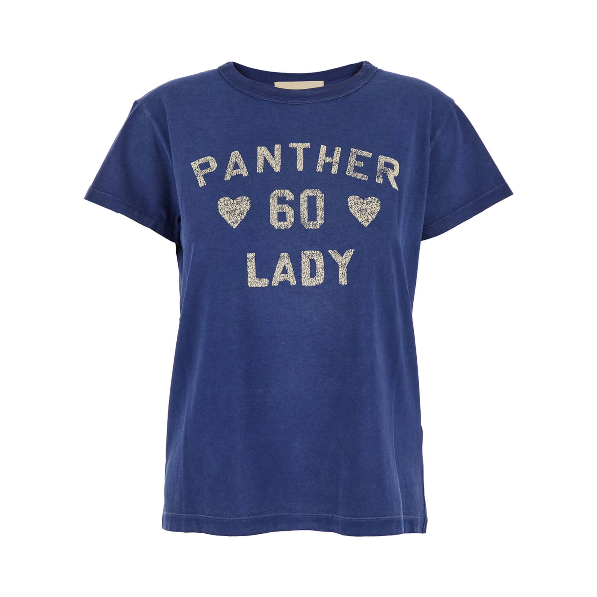 Blue Crewneck T-Shirt with Maxi Logo on Front and Rear in Cotton Jersey Woman