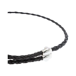 Metallic Bracelet with Intrecciato Design and Sliding Closure in Leather and Silver Man