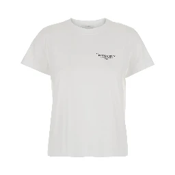 White Crewneck T-Shirt with Logo Lettering on Front and Rear in Cotton Woman