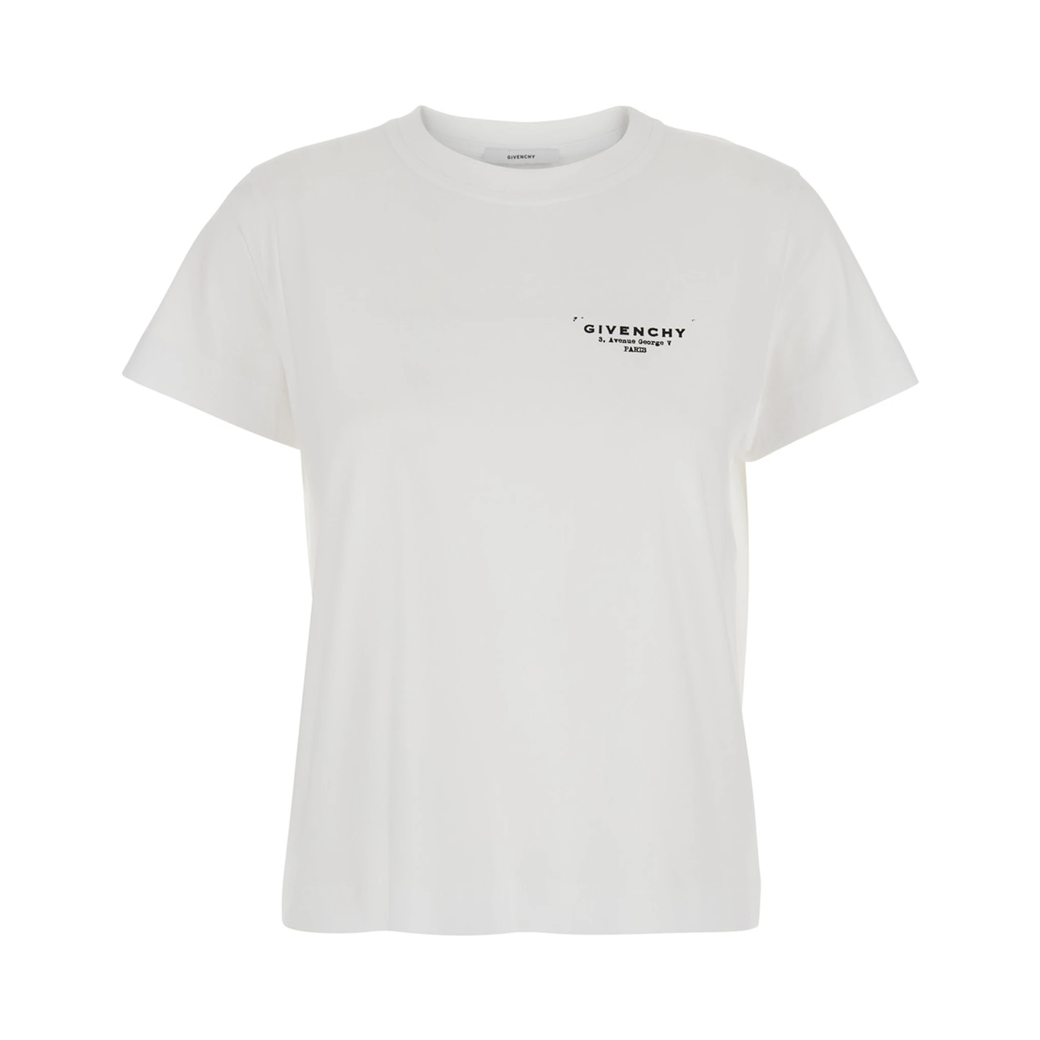 White Crewneck T-Shirt with Logo Lettering on Front and Rear in Cotton Woman