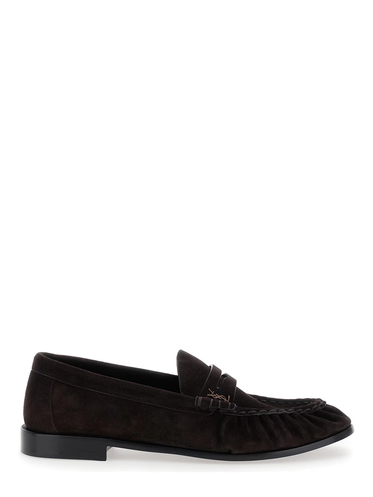 Brown Loafers with Cassandre Detail in Suede Man