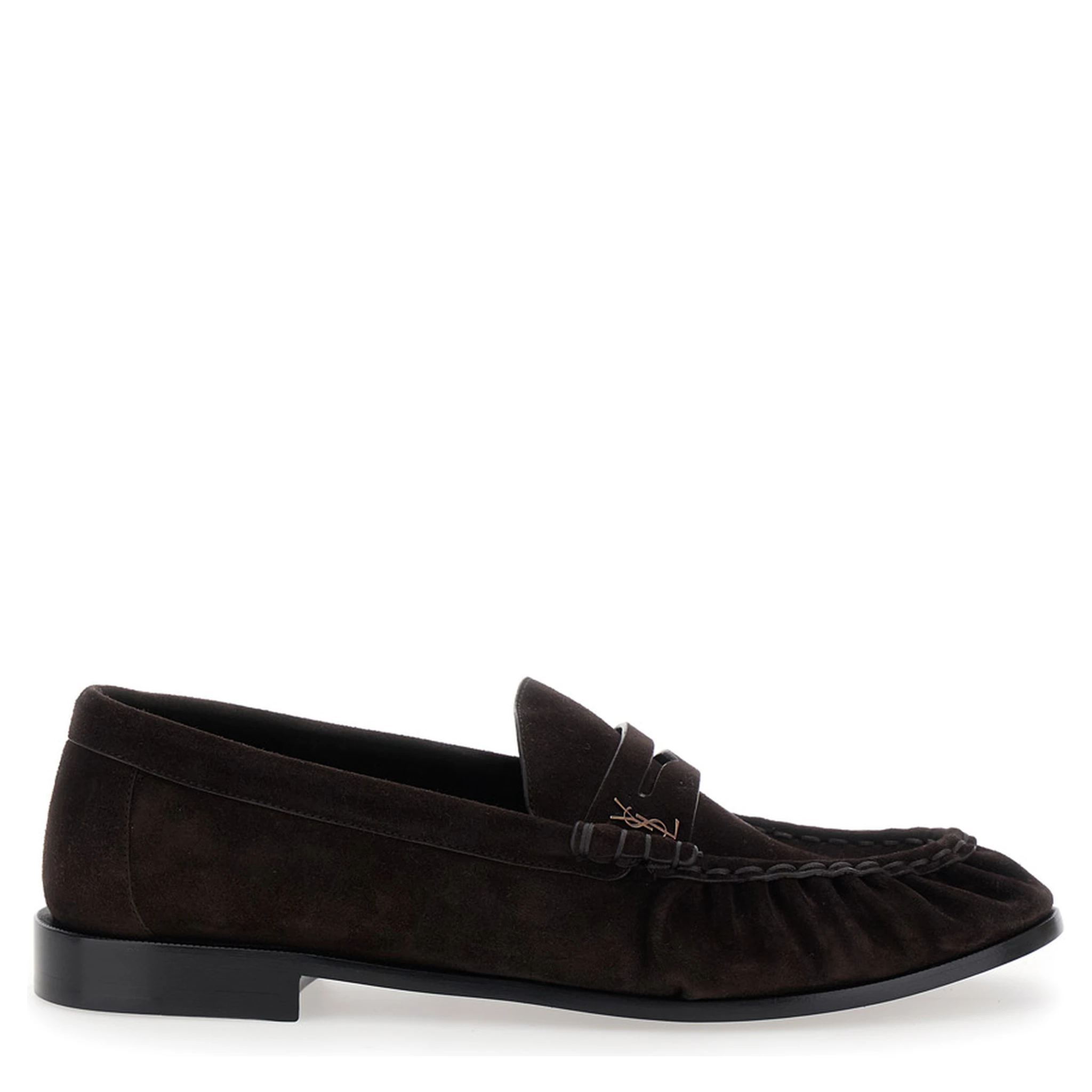Brown Loafers with Cassandre Detail in Suede Man